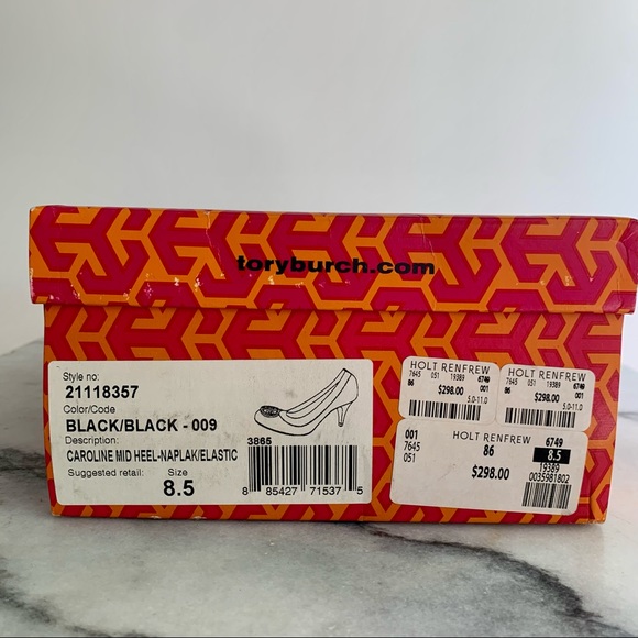 Tory Burch Black Patent Leather mid heel round toe shoe with original box - Picture 7 of 7